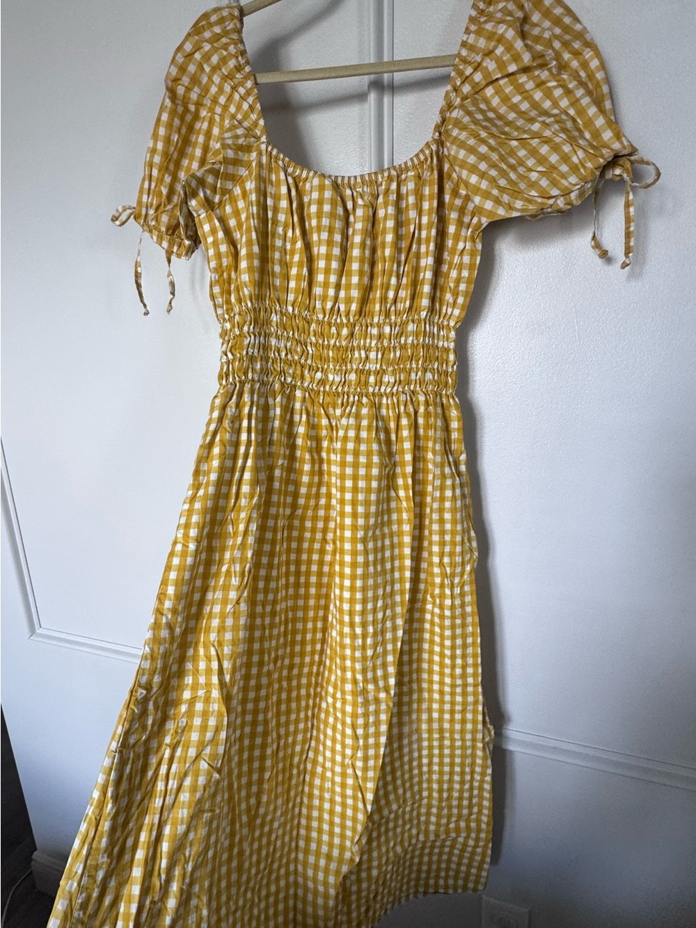 Faithfull the Brand Yellow Gingham Midi Dress - Picture 4 of 6